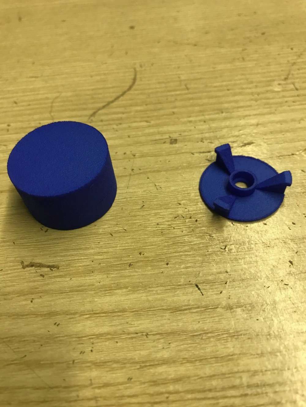 Blue 3D printed prototype parts